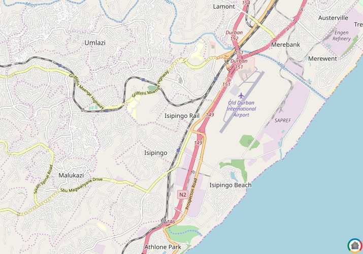 Map location of Isipingo Rail